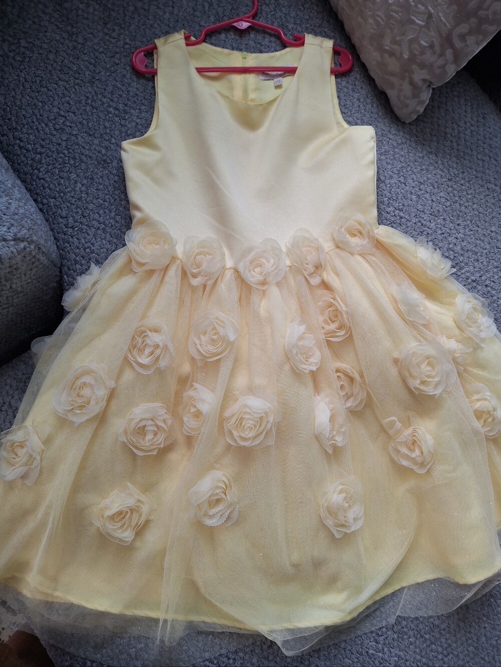 Girls Yellow Floral Tulle Party Dress (Short)